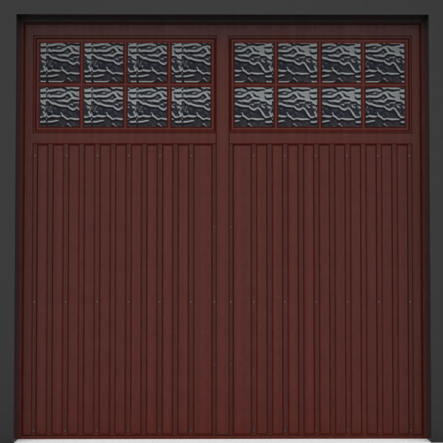 Steel Double Up & Over Garage Doors - Bedford - Golden Oak & Rosewood (laminate finish) (Price inclusive of steel frame)