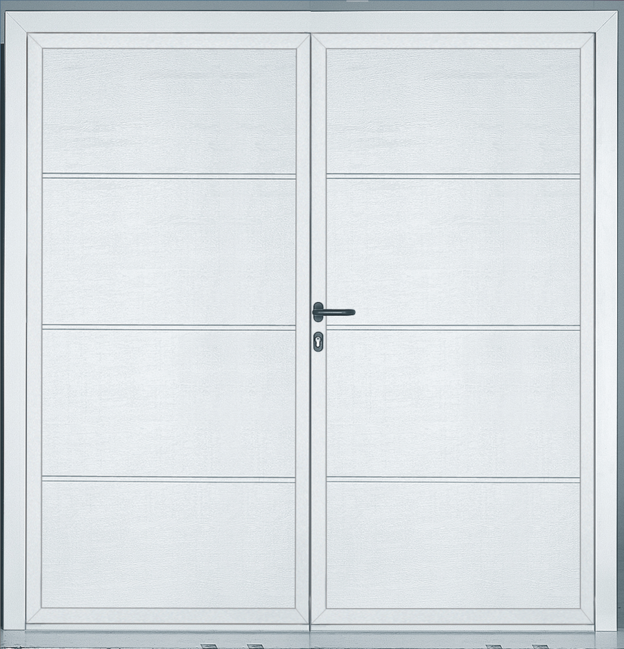 Duoport 45MM Insulated Side Hinged Garage Doors - Duoport Flush Woodgrain or Smooth