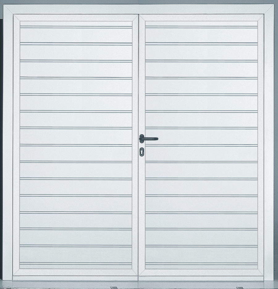 Duoport 45MM Insulated Side Hinged Garage Doors - Duoport Horizontal Rib Woodgrain