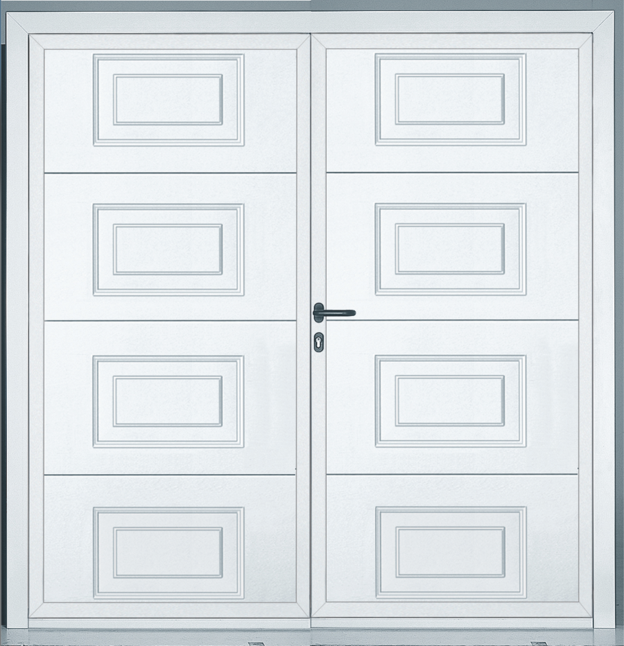 Duoport 45MM Insulated Side Hinged Garage Doors - Duoport Panelled Woodgrain