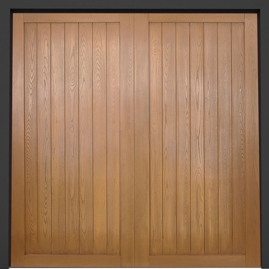 GRP Up & Over Double Garage Doors - Kingston Woodgrain