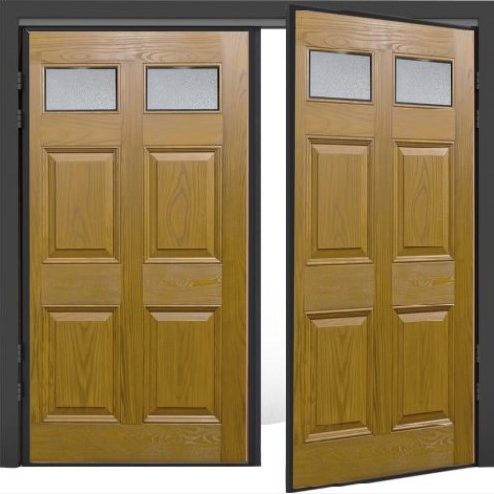 GRP Double Side Hinged Garage Doors - Lyndhurst Woodgrain
